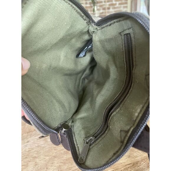 Liz Claiborne Olive Green Crossbody Mini Backpack Double Zip Compartments 9”x7” - Picture 7 of 11